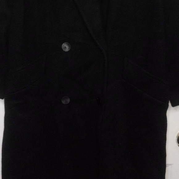 J.Hilary Black Wool Trench Coat Size 14 - Picture 11 of 16